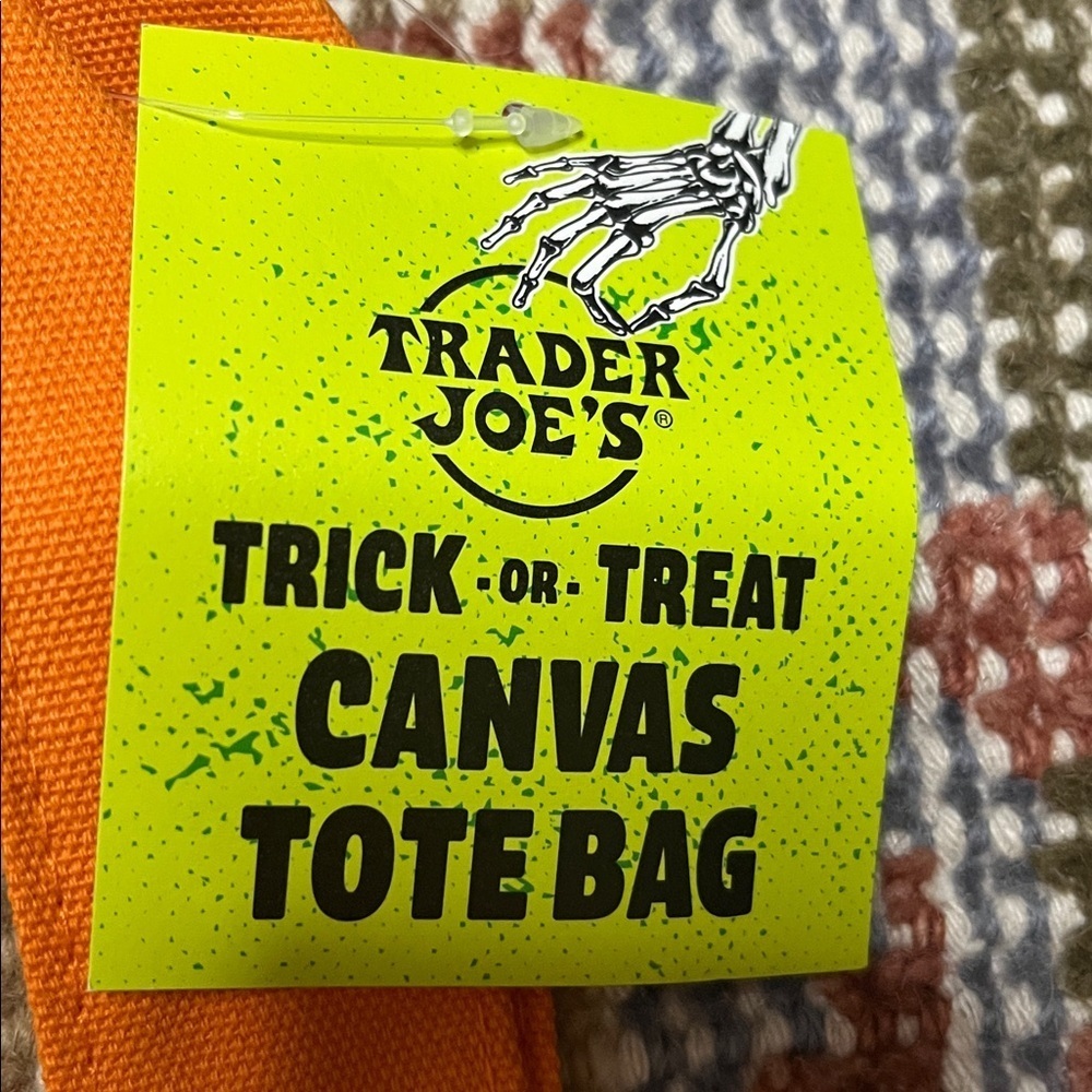 NWT Trader Joe’s Limited Edition Trick or Treat Orange Mini Canvas Tote Bag - Picture 2 of 7